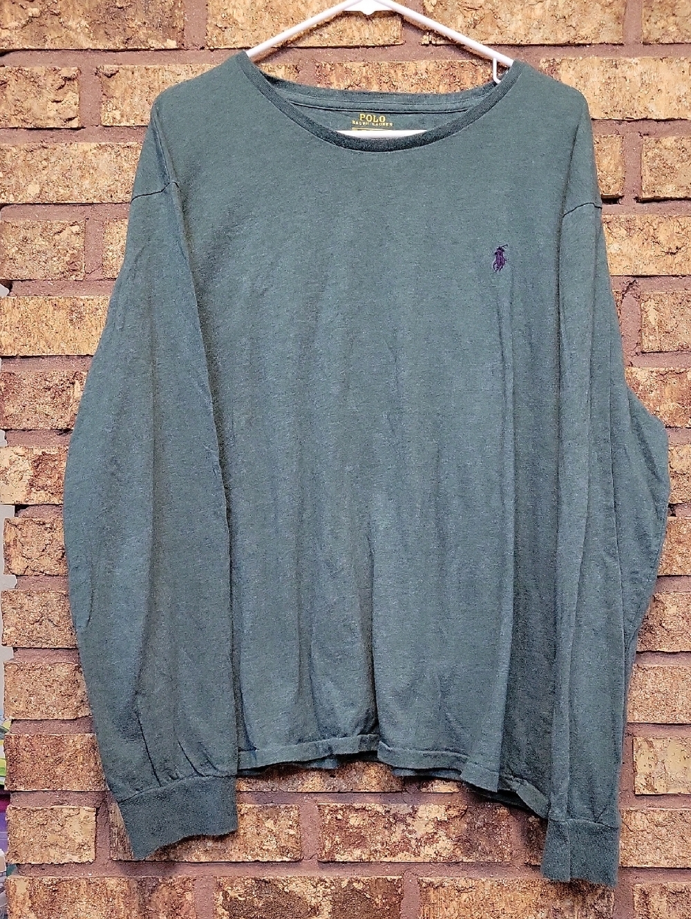 Polo by Ralph Lauren Crewneck Cotton Long Sleeve Shirt Green Size XXL Casual
